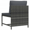 Środkowa sofa modułowa z poduszkami, polirattan, szara