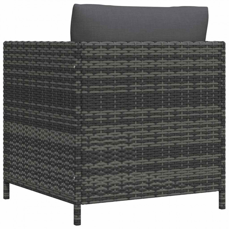 Sofa ogrodowa z poduszkami, szara, polirattanowa
