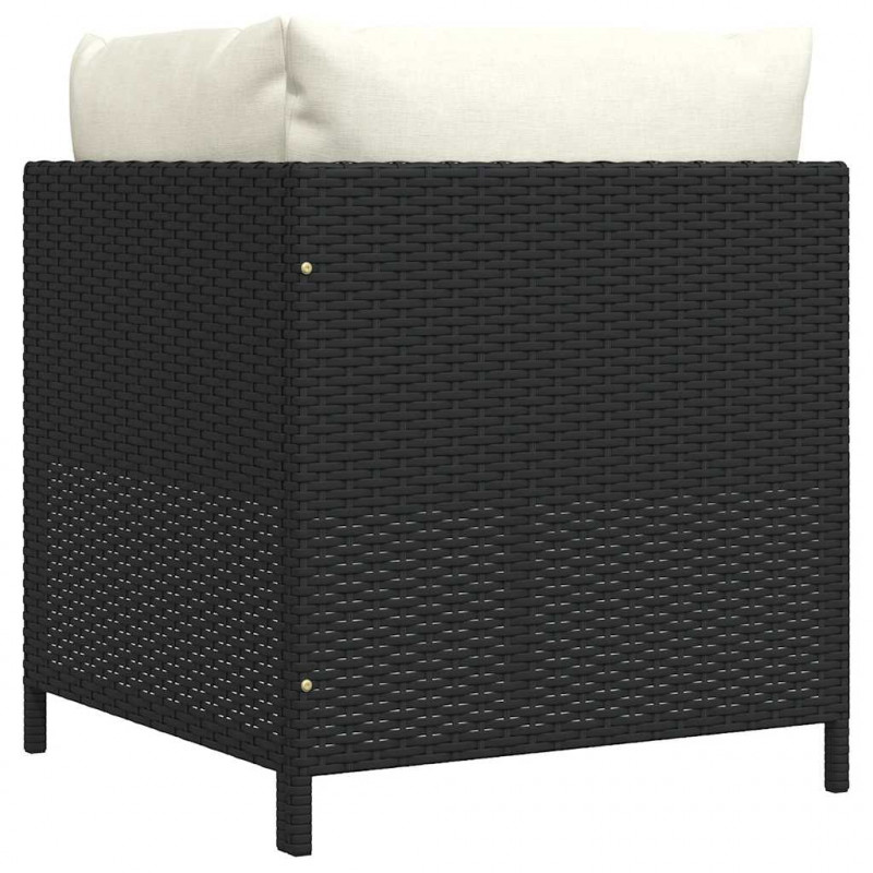Narożna sofa modułowa z poduszką, polirattan, czarna