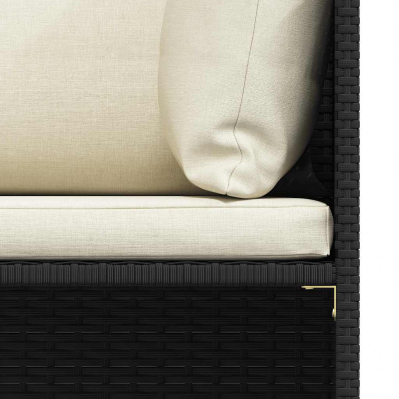 Narożna sofa modułowa z poduszką, polirattan, czarna
