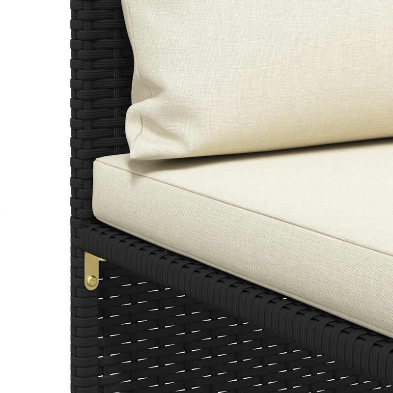 Narożna sofa modułowa z poduszką, polirattan, czarna