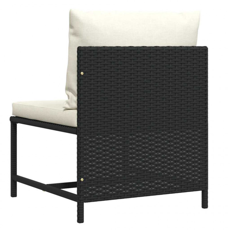 Środkowa sofa modułowa z poduszką, polirattan, czarna