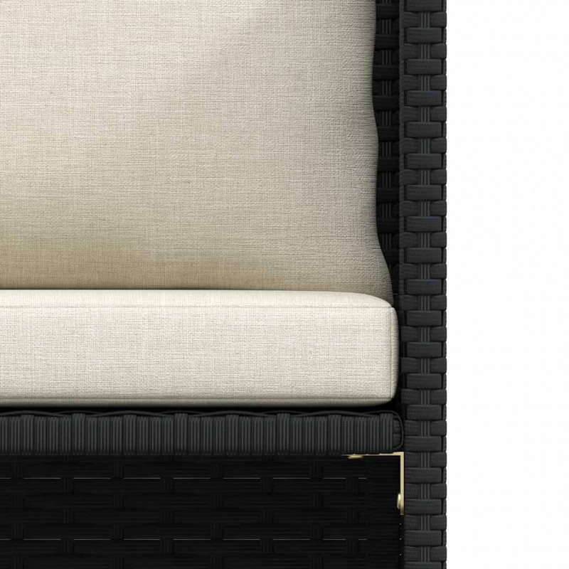 Fotel ogrodowy z poduszkami, rattan PE, czarny