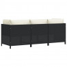 3-osobowa sofa ogrodowa z poduszkami, polirattan, czarna