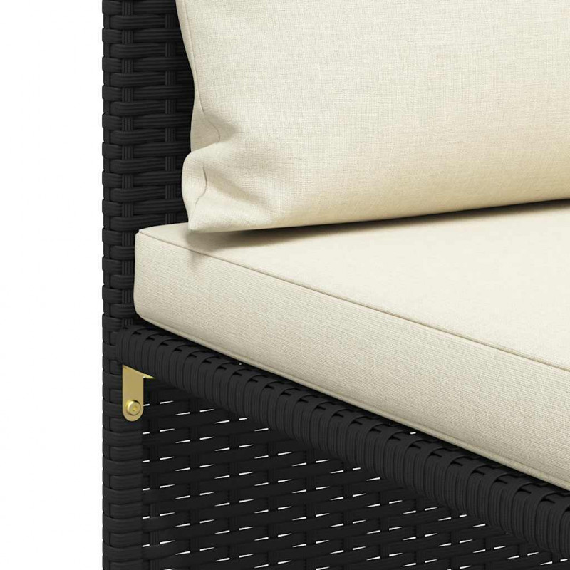 3-osobowa sofa ogrodowa z poduszkami, polirattan, czarna