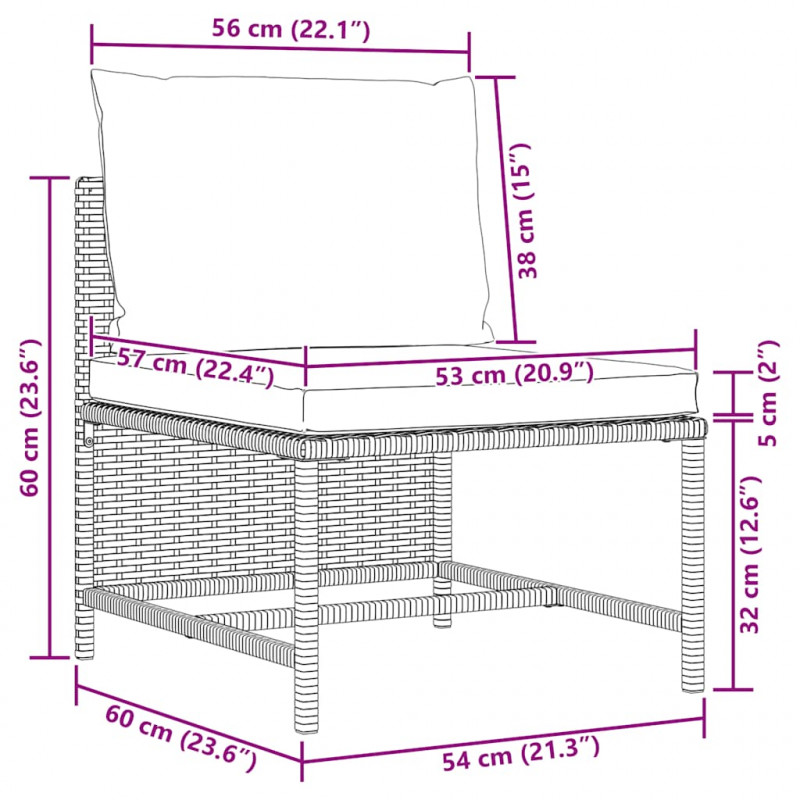 4-częściowa sofa ogrodowa, poduszki, rattan PE, czarna