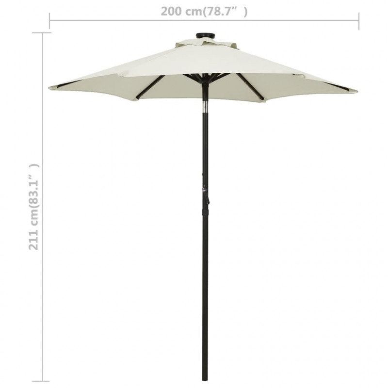 Parasol ogrodowy z LED, piaskowy, 200x211 cm, aluminium