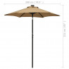 Parasol ogrodowy z LED, taupe, 200x211 cm, aluminium