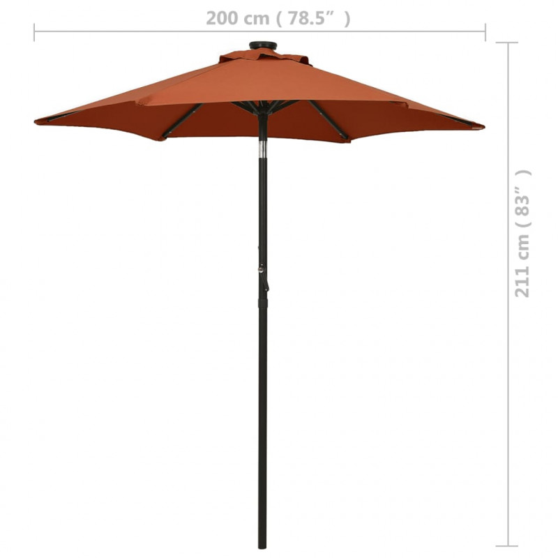 Parasol ogrodowy z LED, terakota, 200x211 cm, aluminium