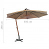 Parasol ogrodowy wiszący, jodłowy słupek, taupe, 3,5x2,9 m
