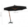 Parasol ogrodowy wiszący, jodłowy słupek, czarny, 3,5x2,9 m