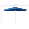 Parasol ogrodowy z LED i stalowym słupkiem, niebieski, 2x3 m