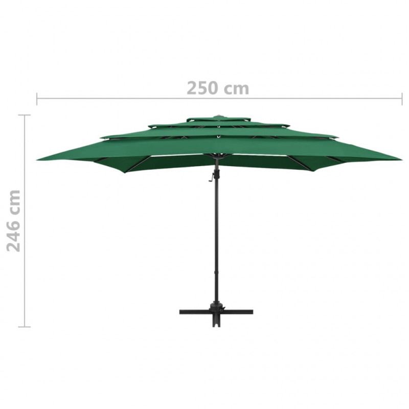 4-poziomowy parasol na aluminiowym słupku, zielony, 250x250 cm