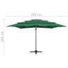 4-poziomowy parasol na aluminiowym słupku, zielony, 250x250 cm