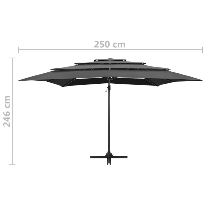 4-poziomowy parasol na aluminiowym słupku, antracyt, 250x250 cm