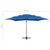4-poziomowy parasol na aluminiowym słupku, niebieski 250x250 cm
