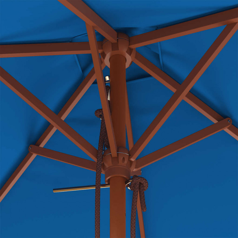 Parasol ogrodowy na drewnianym słupku, niebieski, 150x200 cm