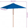 Parasol ogrodowy na drewnianym słupku, niebieski, 150x200 cm