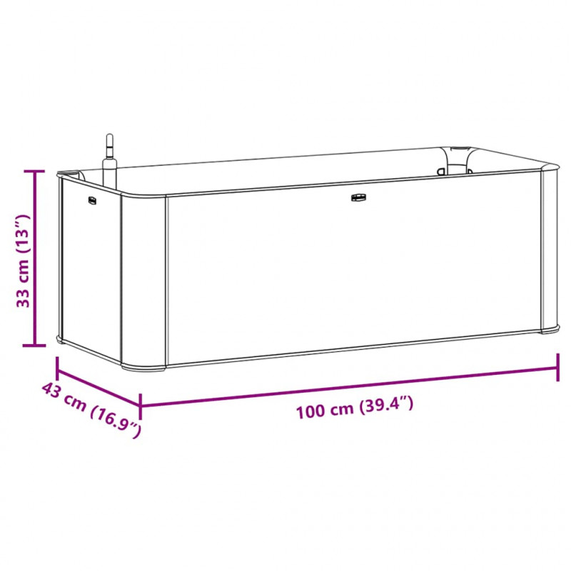 Podwyższona donica z systemem podlewania, biała, 100x43x33 cm
