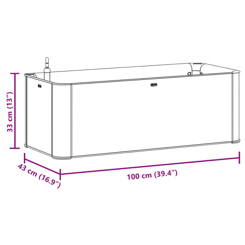 Podwyższona donica z systemem podlewania, mokka, 100x43x33 cm