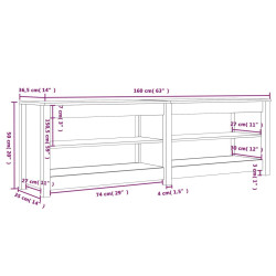 Szafka na buty, czarny, 160x36,5x50 cm, lite drewno sosnowe