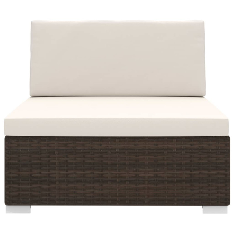 Środkowa sofa z poduszką, 1 szt., polirattan, brązowa