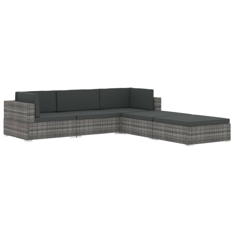 Środkowa sofa z poduszką, 1 szt., polirattan, brązowa