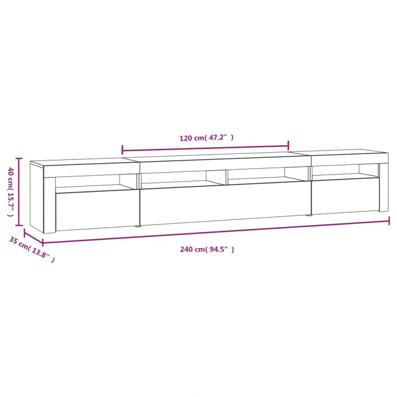 Szafka pod TV z oświetleniem LED, biała, 240x35x40 cm