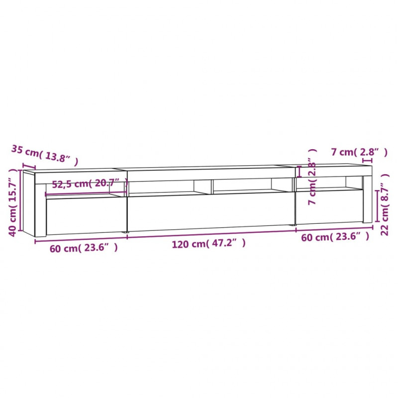 Szafka pod TV z oświetleniem LED, czarna, 240x35x40 cm