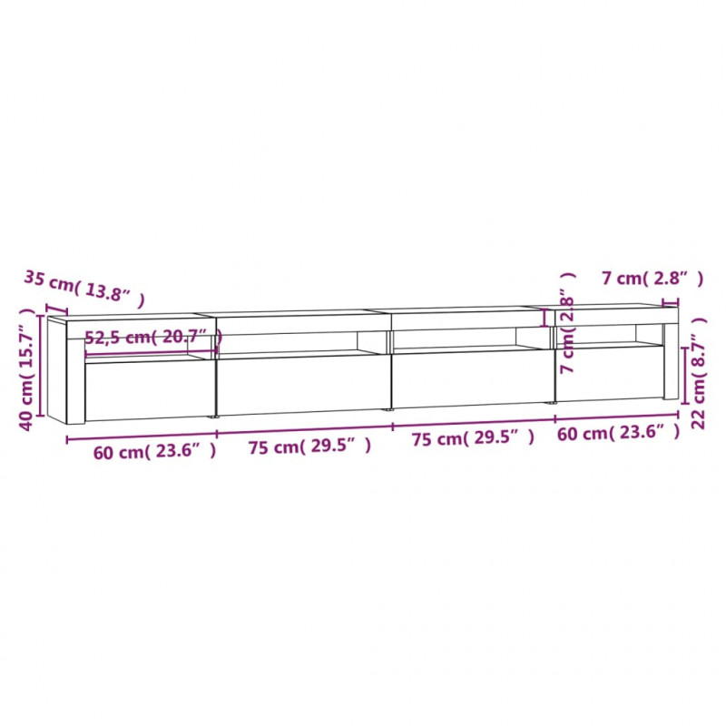 Szafka pod TV z oświetleniem LED, dąb sonoma, 270x35x40 cm