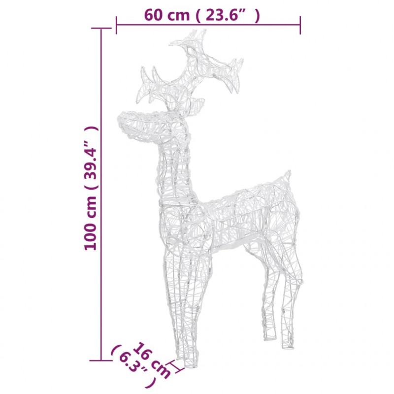 Renifery ozdobne, 3 szt., 60x16x100 cm, akryl