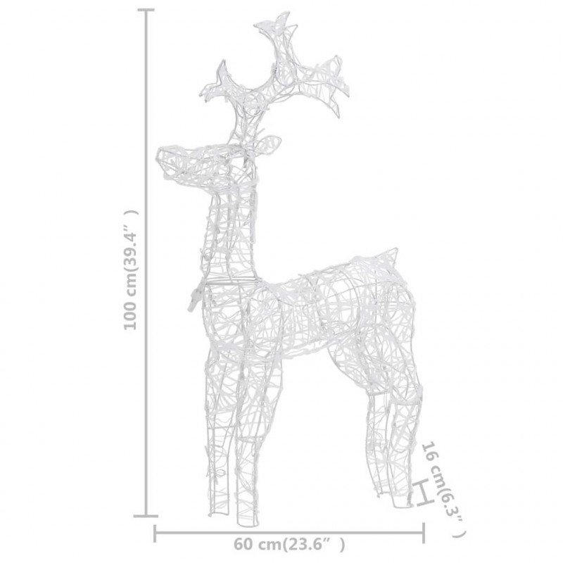 Renifery ozdobne, 2 szt., 60x16x100 cm, akryl