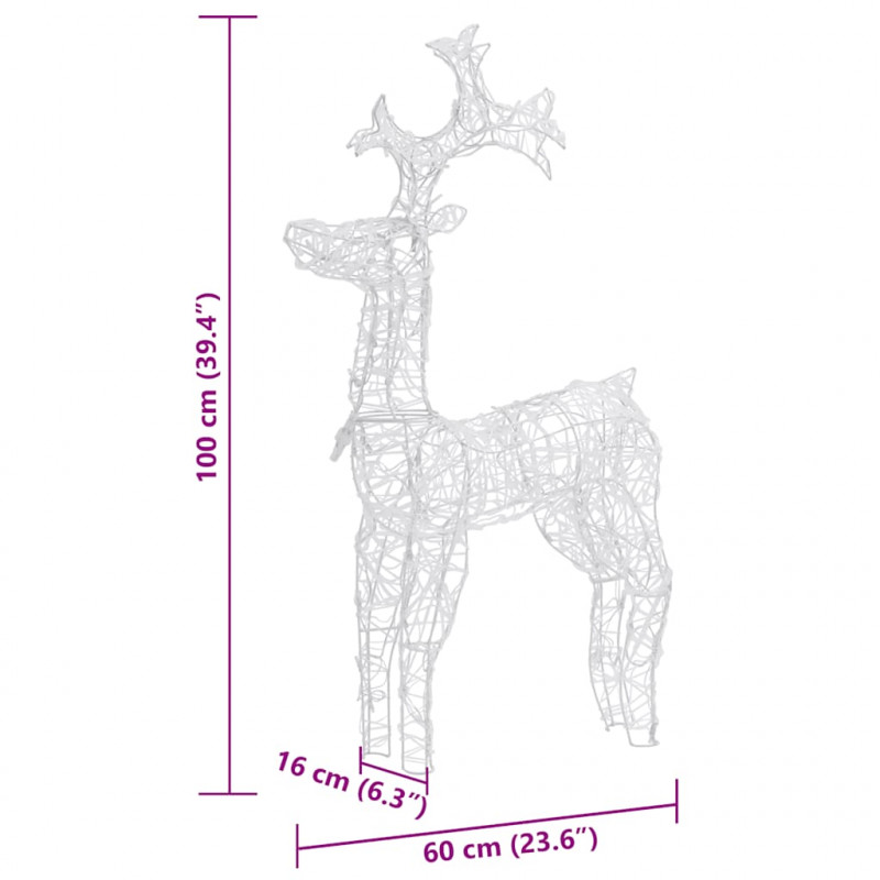 Renifery ozdobne, 3 szt., 60x16x100 cm, akryl