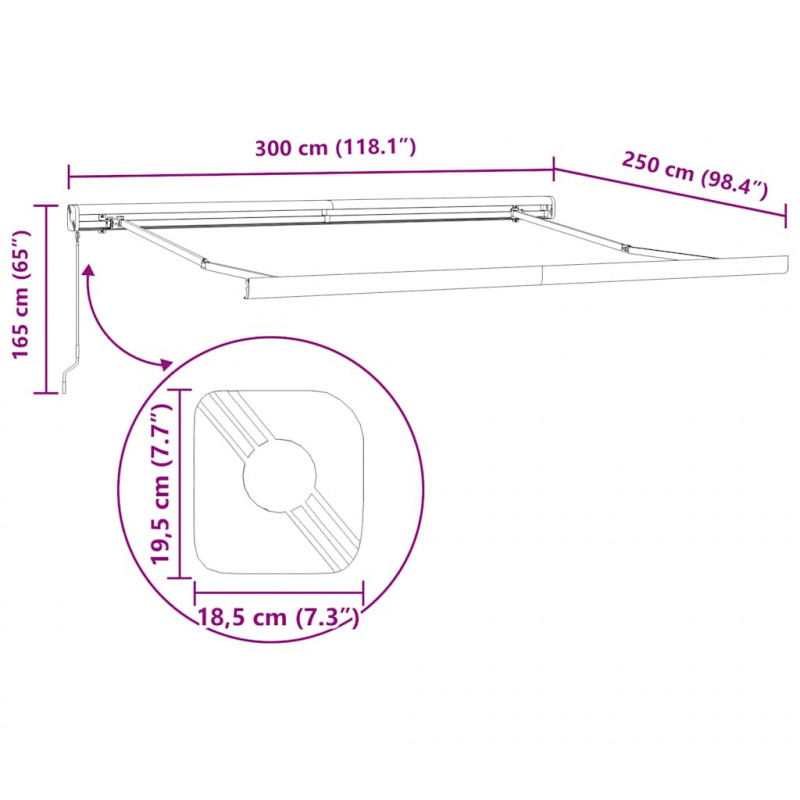 Zwijana markiza, żółto-biała, 3x2,5 m, tkanina i aluminium