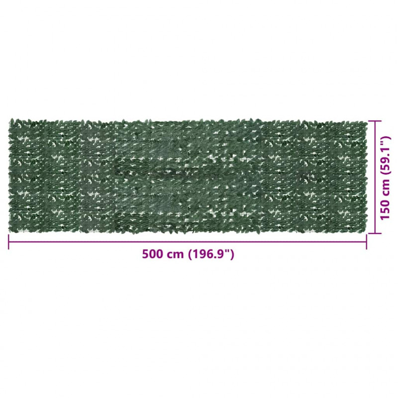 Parawan balkonowy, ciemnozielone liście, 500x150 cm