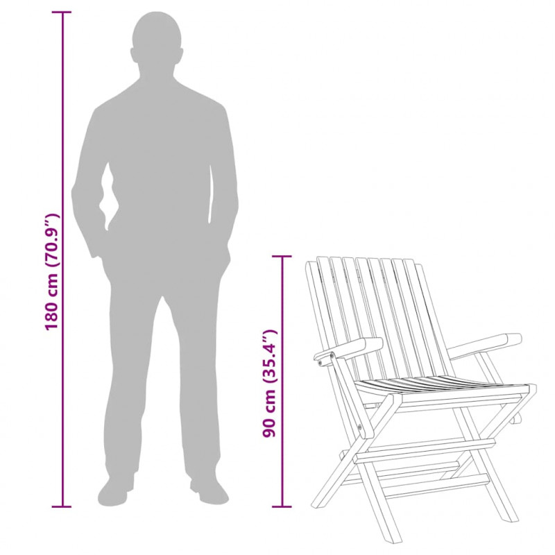 Składane krzesła ogrodowe, 8 szt., 61x67x90 cm, drewno tekowe