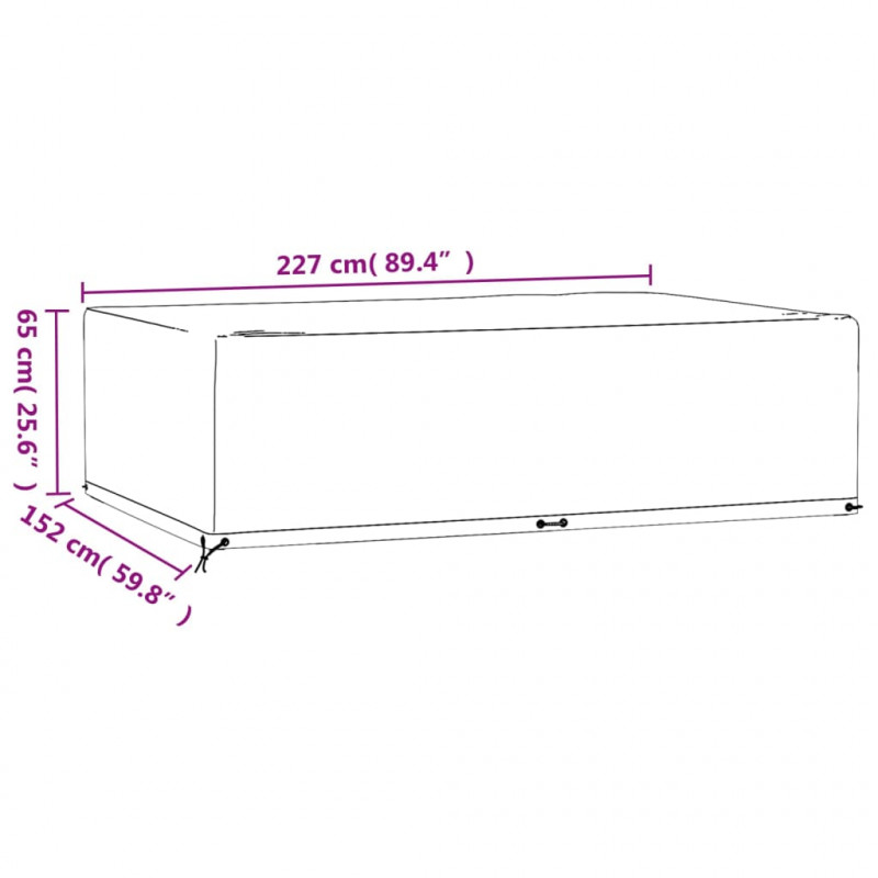 Pokrowce na meble ogrodowe, 2 szt., 12 oczek, 227x152x65 cm