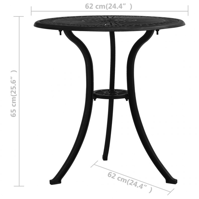 3-cz. zestaw mebli bistro ze stopu aluminium, czarny