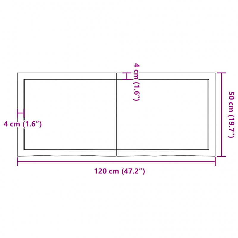 Blat stołu, ciemnobrązowy, 120x50x(2-4) cm, lite drewno dębowe