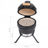 Ceramiczny grill kamado z wędzarnią, 2-w-1, 56 cm, czarny