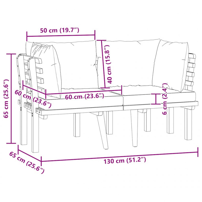 2-osobowa sofa ogrodowa z poduszkami, lite drewno akacjowe