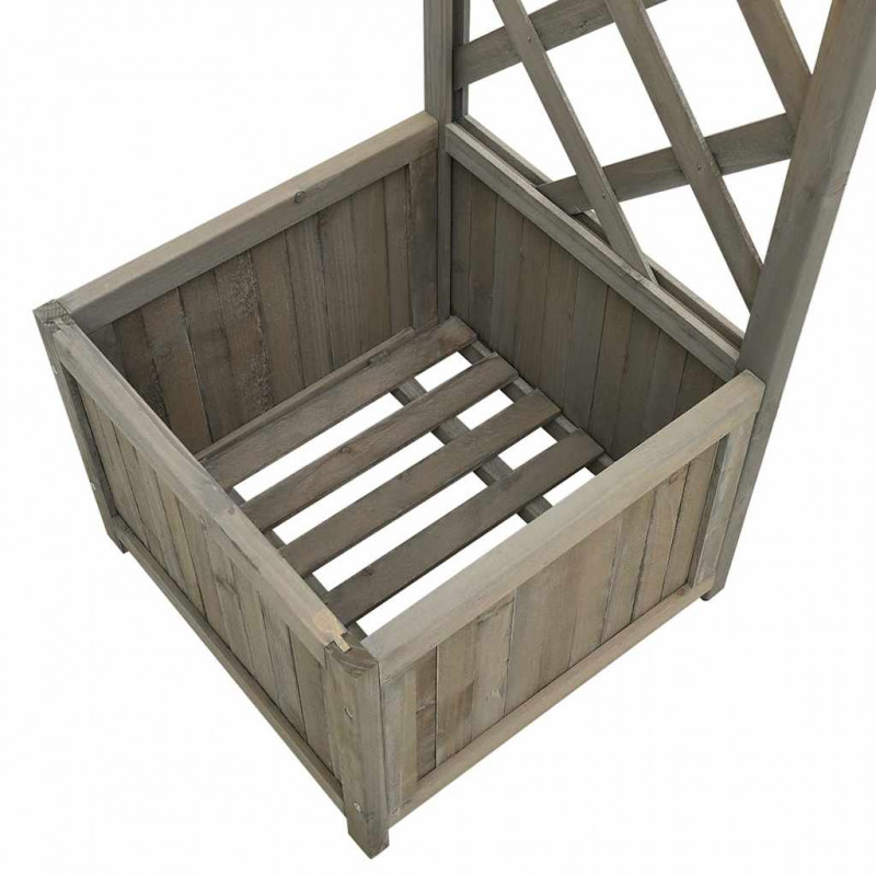 Pergola ogrodowa z donicami, szara, lite drewno jodłowe