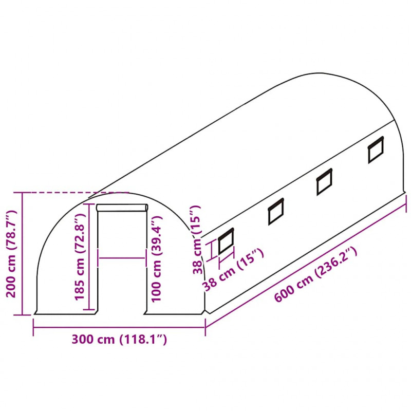 Zastępcze pokrycie szklarni (18 m²), 300x600x200 cm, zielone