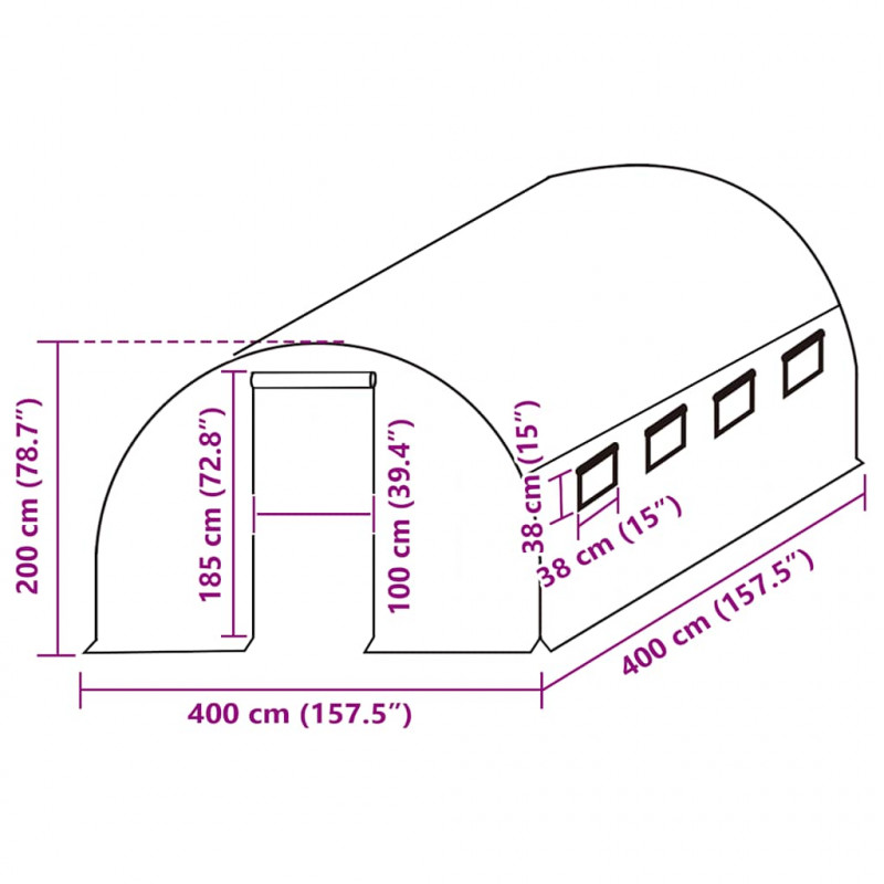 Zastępcze pokrycie szklarni (16 m²), 400x400x200 cm, zielone