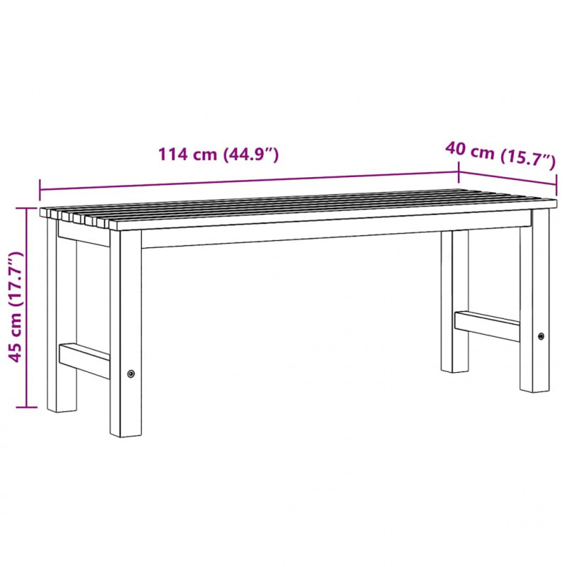 Ławka ogrodowa, 114 cm, lite drewno tekowe