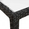Stół ogrodowy, 150x90x75 cm, szkło i rattan PE, czarny