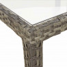 Stół ogrodowy, 150x90x75 cm, szkło hartowane i rattan PE, szary