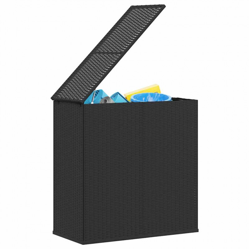 Skrzynia na poduszki ogrodowe rattan PE 100x49x103,5 cm, czarna