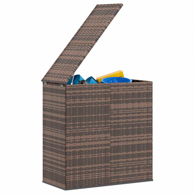 Skrzynia na poduszki ogrodowe, rattan PE, 100x49x103,5 cm, brąz