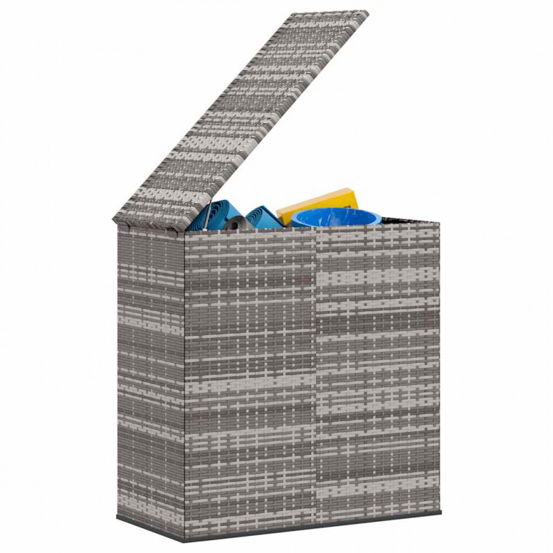 Skrzynia na poduszki ogrodowe, rattan PE, 100x49x103,5cm, szara